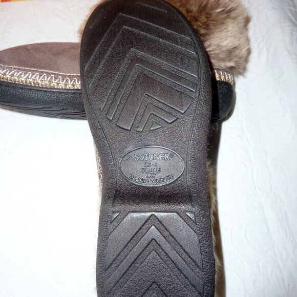 New Isotoner Ankle Boots Suede and Faux Fur Memory Foam Pull On Size 8.5 - Picture 4 of 4